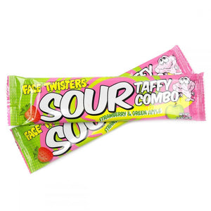 FACE TWISTERS SOUR STRAWBERRY AND GREEN APPLE TAFFY 24 PIECE